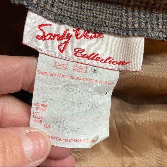 Vintage Sandy White Brown Pleated 100% Wool lined Trousers - Picture 2 of 7